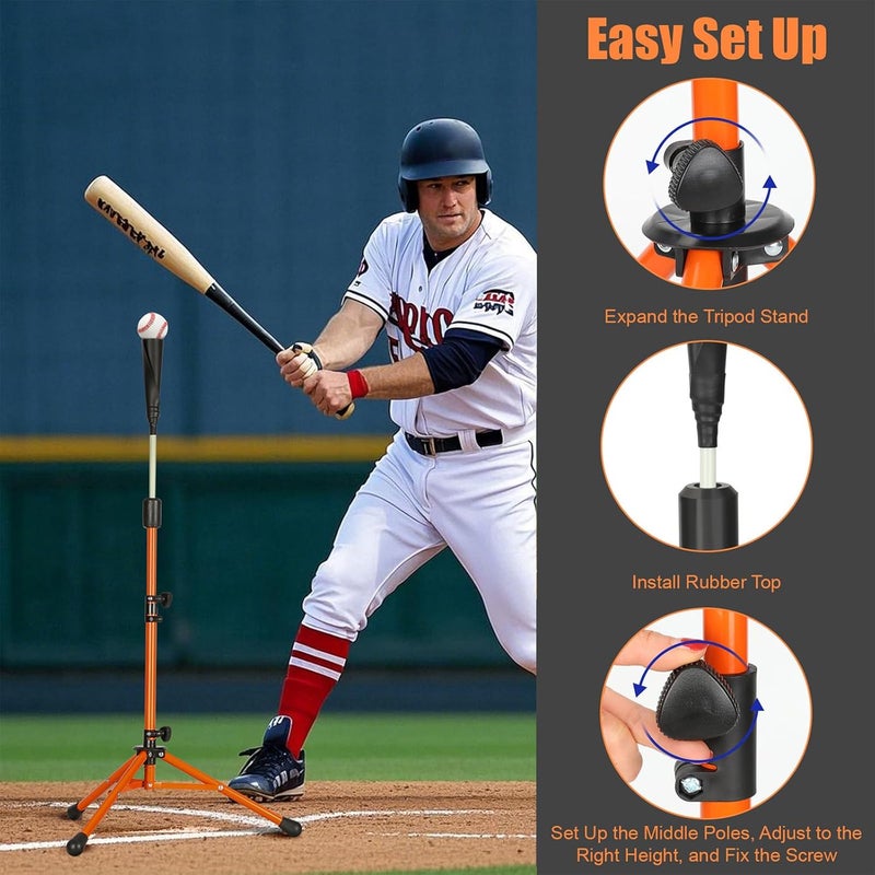 Storgem Baseball Tee,Portable Tripod Batting Tee,Softball Tee for Batting Practice,Hitting Tee Easy Adjustable Height,with Bag - Image 4